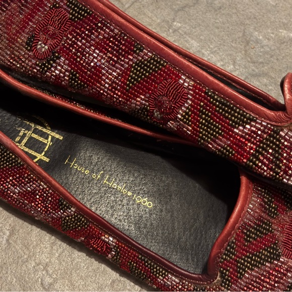 House of Harlow 1960 Women's Red Beaded Flats - Picture 2 of 3